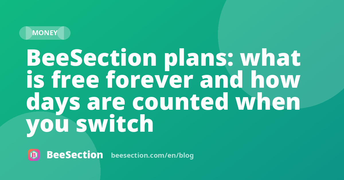 BeeSection plans: what is free forever and how days are counted when you switch