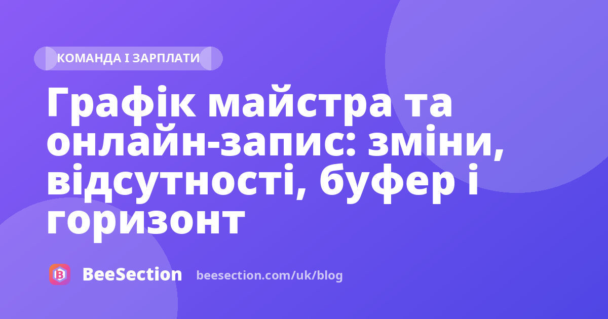 Графік майстра та онлайн-запис: зміни, відсутності, буфер і горизонт